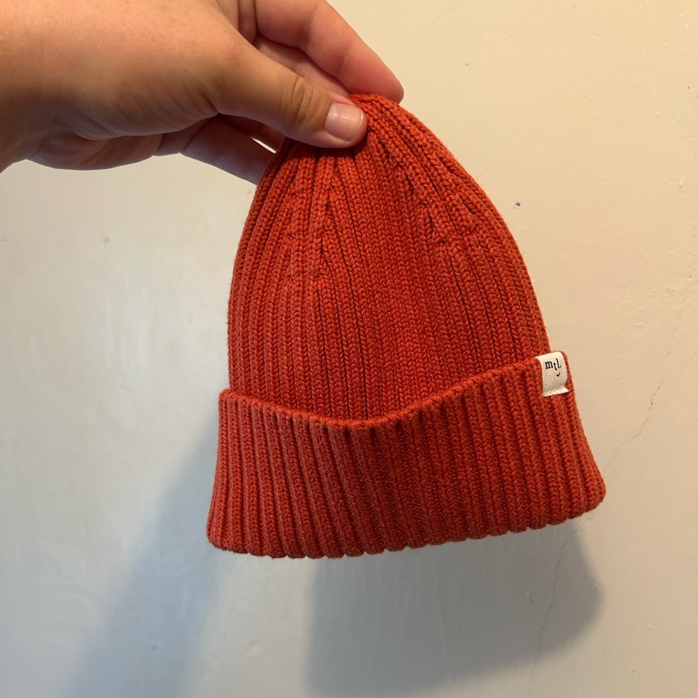 Miles the label 3/9m orange ribbed knit hat